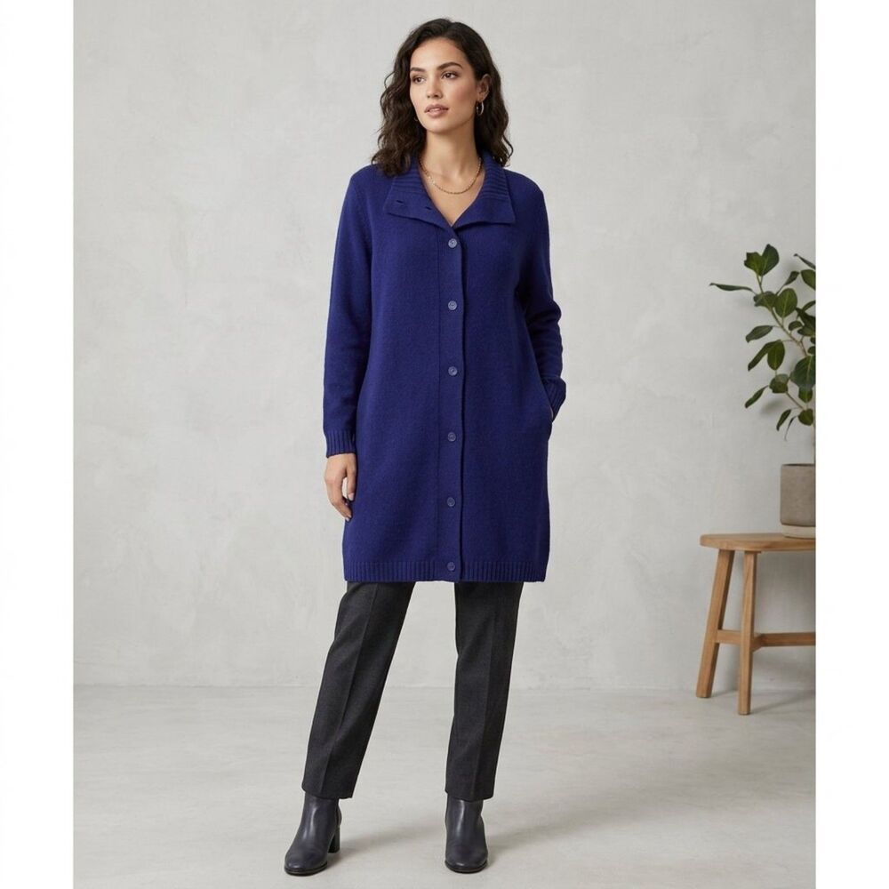 Kuit Kuit Button Front Cardigan Sweater 100% Wool Italy Long Medium Oversized
